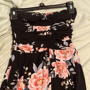 Black Strapless jumpsuit floral print